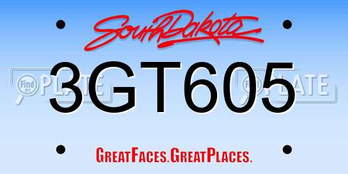 3GT605 South Dakota License Plate