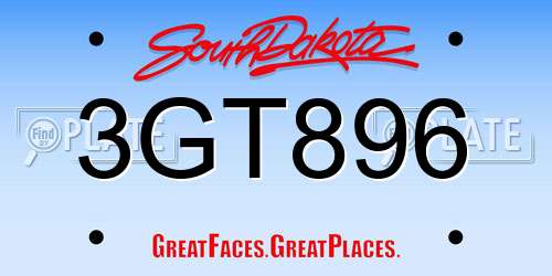 3GT896 South Dakota License Plate