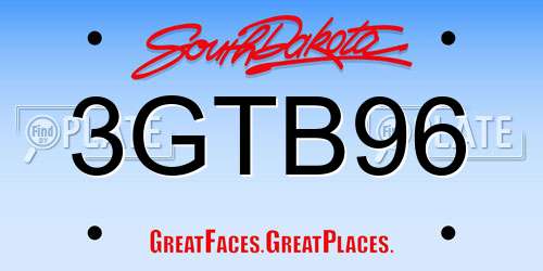 3GTB96 South Dakota License Plate