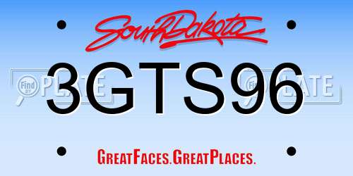 3GTS96 South Dakota License Plate