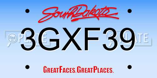 3GXF39 South Dakota License Plate