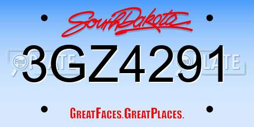3GZ4291 South Dakota License Plate