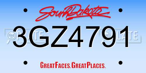 3GZ4791 South Dakota License Plate