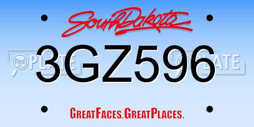 3GZ596 South Dakota License Plate