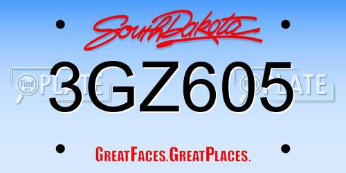 3GZ605 South Dakota License Plate