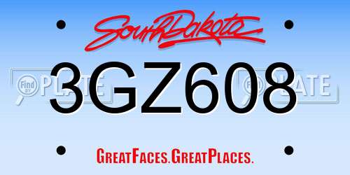 3GZ608 South Dakota License Plate