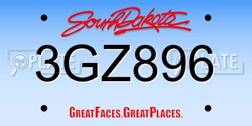 3GZ896 South Dakota License Plate