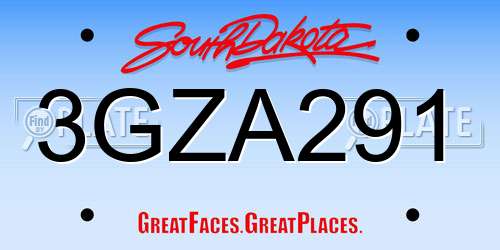3GZA291 South Dakota License Plate