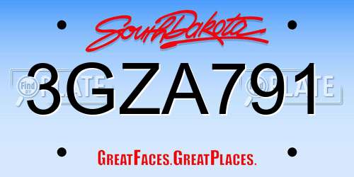 3GZA791 South Dakota License Plate