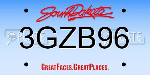 3GZB96 South Dakota License Plate