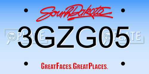 3GZG05 South Dakota License Plate