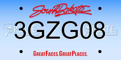 3GZG08 South Dakota License Plate