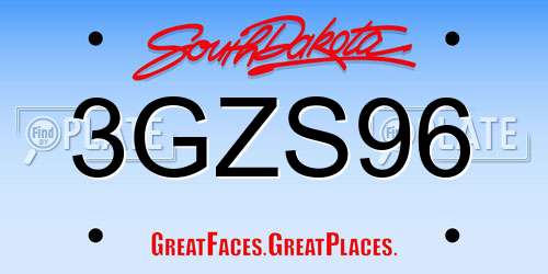 3GZS96 South Dakota License Plate