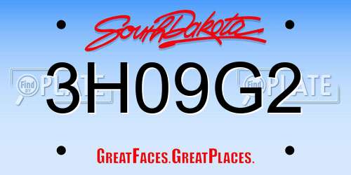 3H09G2 South Dakota License Plate