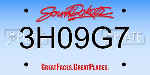3H09G7 South Dakota License Plate