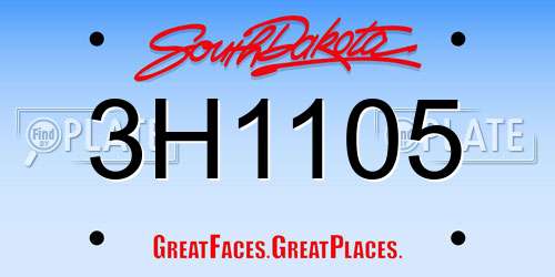 3H1105 South Dakota License Plate