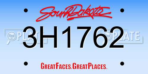 3H1762 South Dakota License Plate