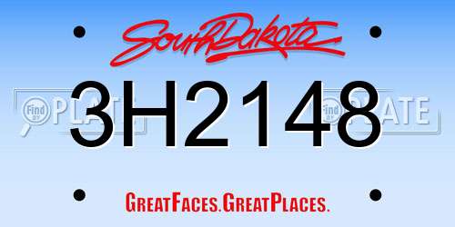 3H2148 South Dakota License Plate