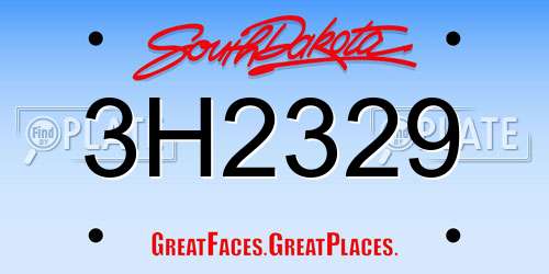 3H2329 South Dakota License Plate