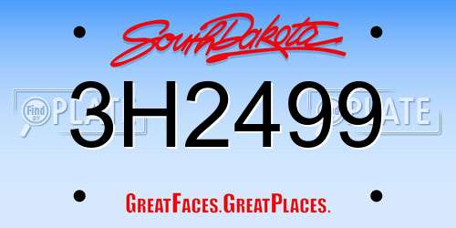 3H2499 South Dakota License Plate