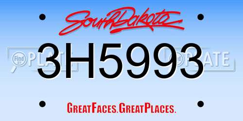 3H5993 South Dakota License Plate
