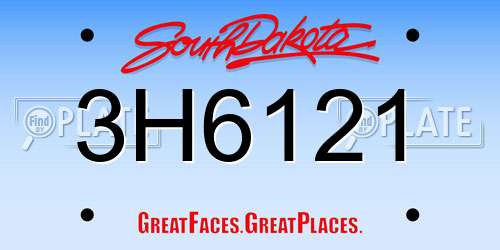 3H6121 South Dakota License Plate