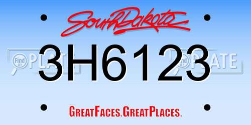3H6123 South Dakota License Plate