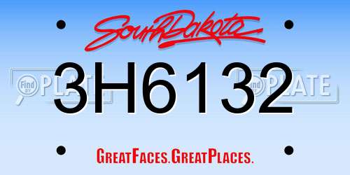 3H6132 South Dakota License Plate
