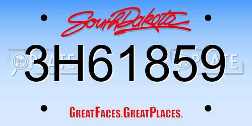 3H61859 South Dakota License Plate
