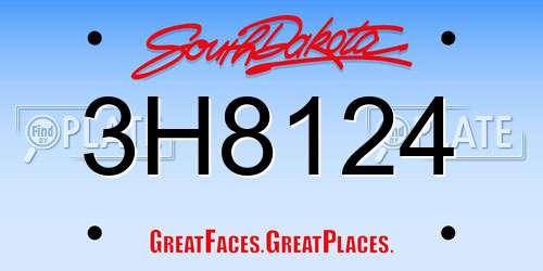 3H8124 South Dakota License Plate
