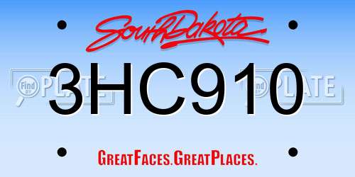 3HC910 South Dakota License Plate