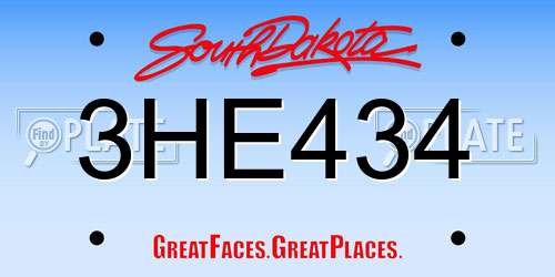 3HE434 South Dakota License Plate