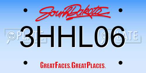 3HHL06 South Dakota License Plate