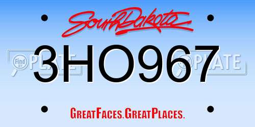 3HO967 South Dakota License Plate