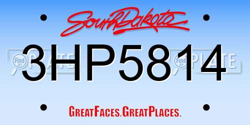 3HP5814 South Dakota License Plate