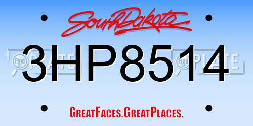 3HP8514 South Dakota License Plate