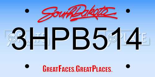 3HPB514 South Dakota License Plate