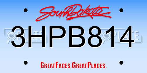3HPB814 South Dakota License Plate