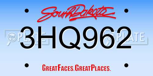 3HQ962 South Dakota License Plate