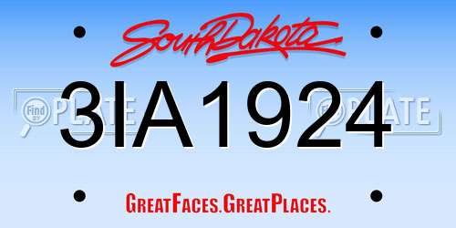 3IA1924 South Dakota License Plate