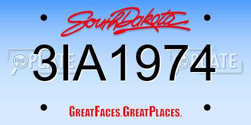 3IA1974 South Dakota License Plate