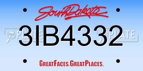 3IB4332 South Dakota License Plate