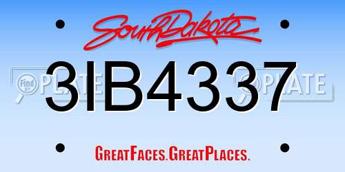 3IB4337 South Dakota License Plate
