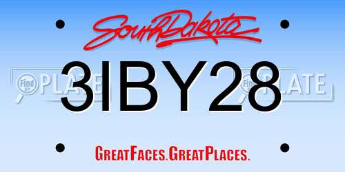 3IBY28 South Dakota License Plate