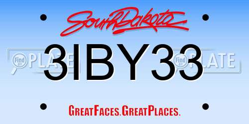 3IBY33 South Dakota License Plate