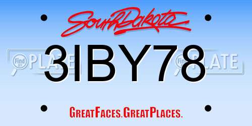 3IBY78 South Dakota License Plate