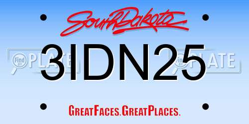 3IDN25 South Dakota License Plate