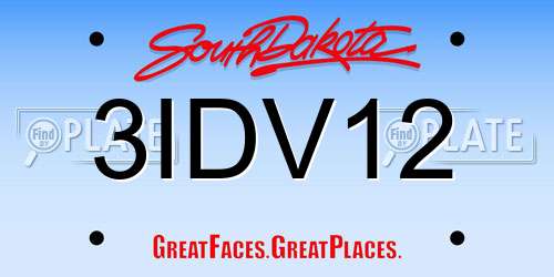 3IDV12 South Dakota License Plate
