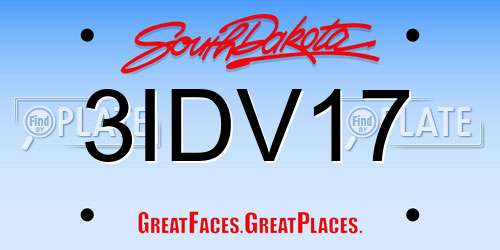 3IDV17 South Dakota License Plate