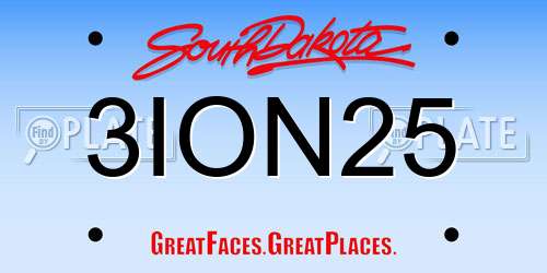 3ION25 South Dakota License Plate